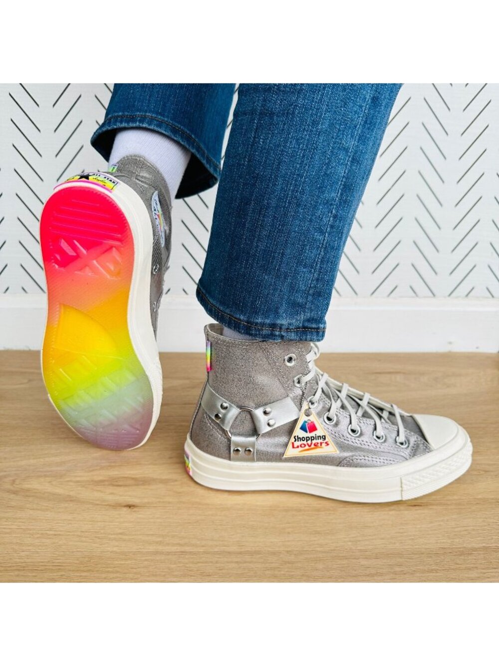 ❤️Converse Chuck 70 Pride Hi Silver Sz 7.5 Men's Shoes Metallic Sneaker A10214C
